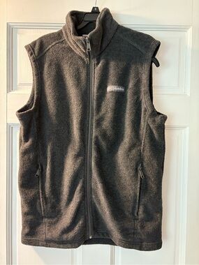 Columbia Black and Gray Fleece Jacket with Blue Accent